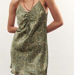 Zara Satin Paisley Slip Dress